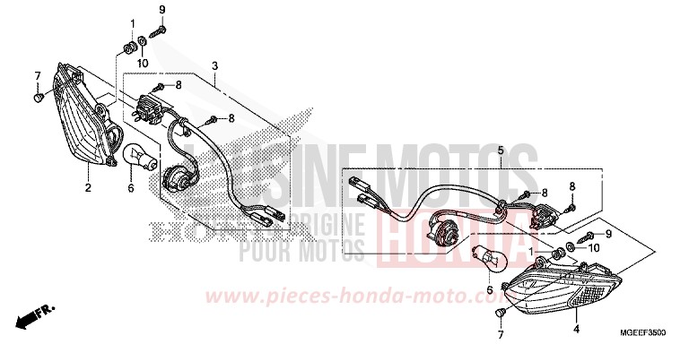 CLIGNOTANT AVANT de VFR1200F Méca CANDY PROMINENCE RED (R342) de 2015